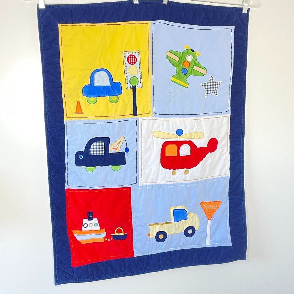 Baby Quilt / Playmat Multicolored with Car Truck Helicopter Plane Boat